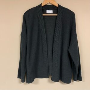 Grey Knit Cardigan Women's XL Boxy Oversized Open Front Cozy Soft Fall Winter
